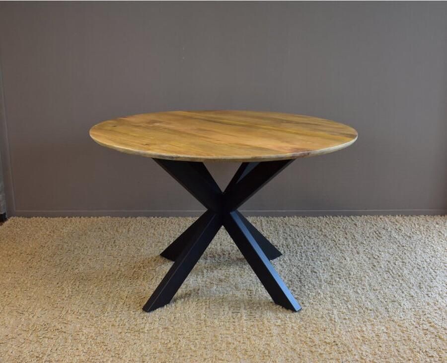 Meubelplaats Eettafel paris rond mangohout facet rand Ø130 cm Naturel