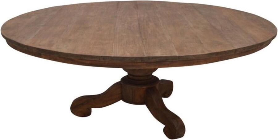 Meubelplaats Eettafel rond bolpoot 3 teen teak Ø140 cm