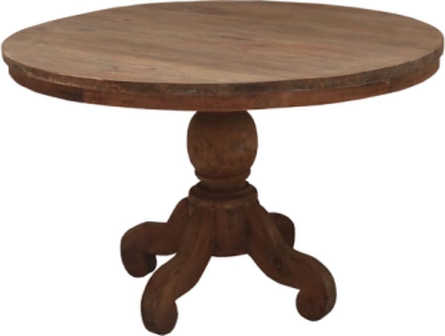 Meubelplaats Eettafel rond bolpoot 4 teen teak Ø150 cm