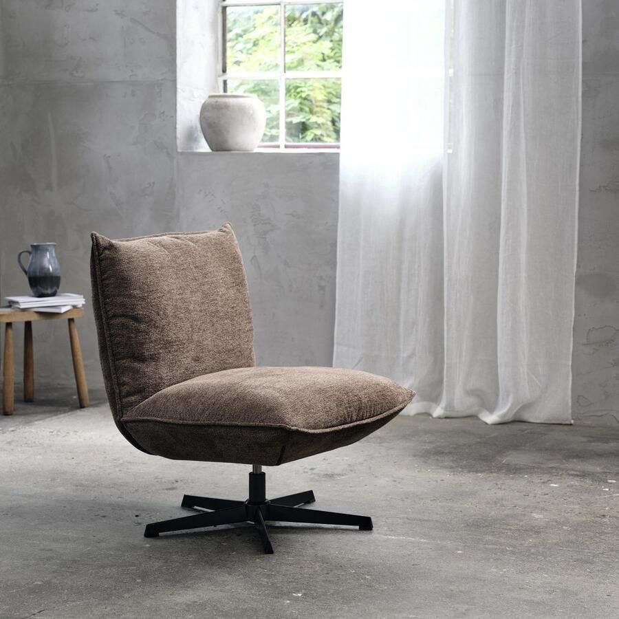 Hygge Interiors Giga Living Fauteuil Bruin Stof Draaibaar 83x70x88cm Fraser