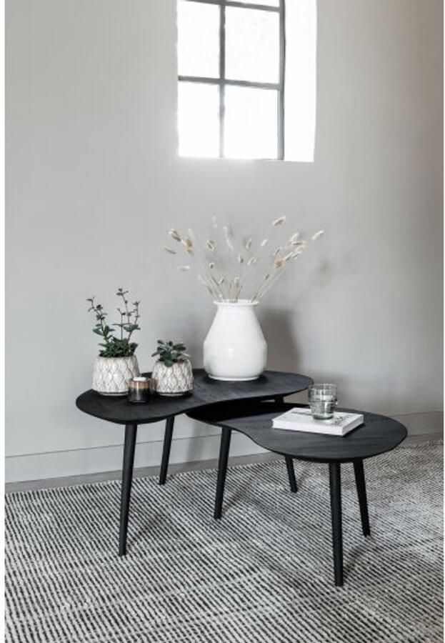 DTP Home Organische Salontafel Organus Teakhout Set van 2 stuks Zwart - Foto 3