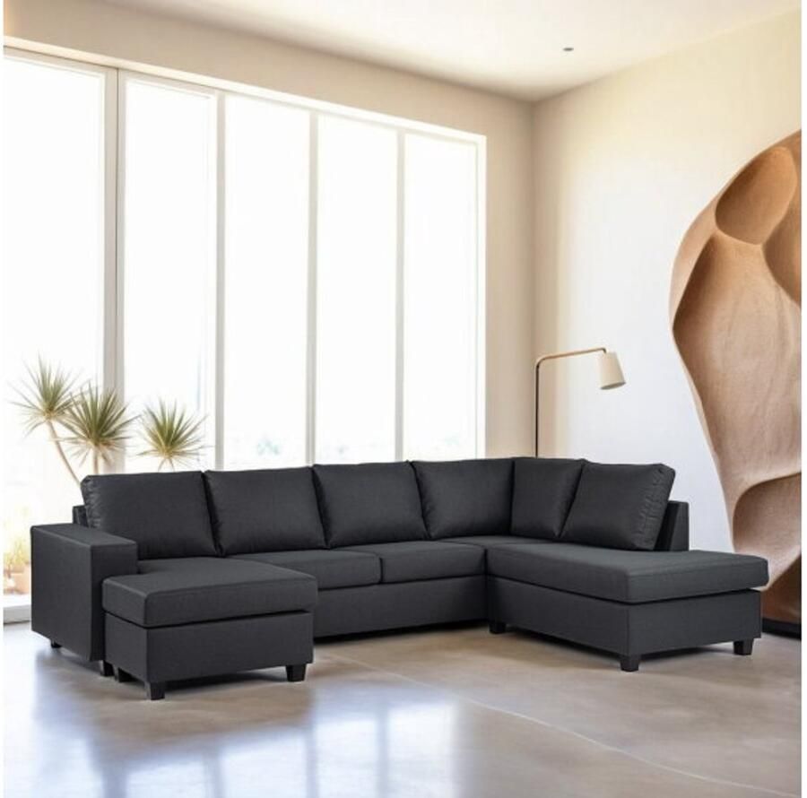 Meubelplaats 3 seater corner right CL fabric Malmo 96 M230 antracite