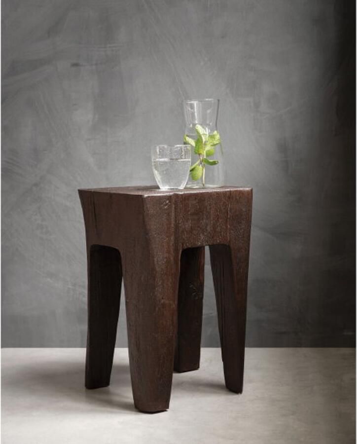 Must Living Stool Vito Brown 45x30x30 cm brown recycled teakwood with natural cracks - Foto 3