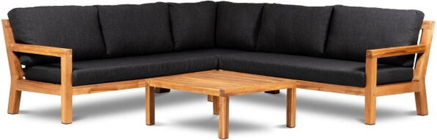 Meubelplaats HARBY LOUNGE CORNER SET 4PCS (LEFT ARM RIGHT ARM CORNER TABLE 80X80X28 5CM) WOOD ACACIA LIGHT TEAK LOOK