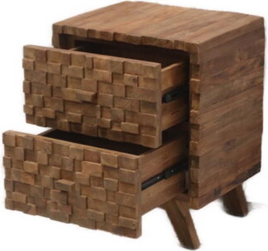 Meubelplaats Nachtkastje Bata 2 lades teak 50x40x65 cm