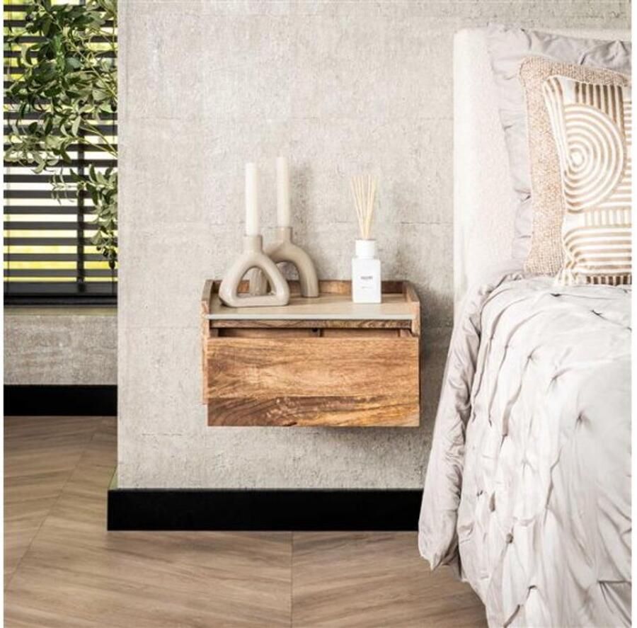 Meubelplaats Nachtkastje Nuovo travertin hangend Zandkleur