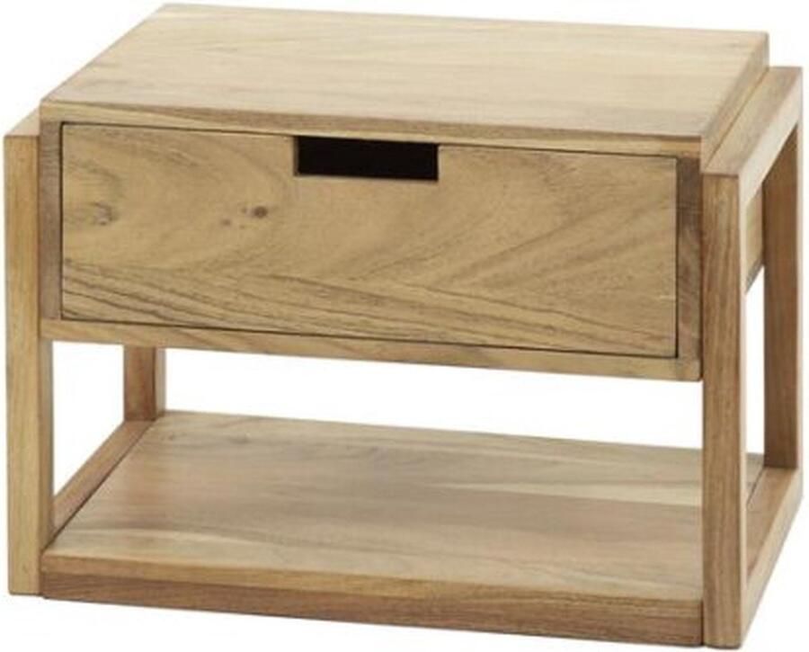 Meubelplaats Nachtkastje Tenerife zwevend Massief Acaciahout Hangend nachtkastje Design met Houten Frame en Lade wandkastje 39x25x27 cm