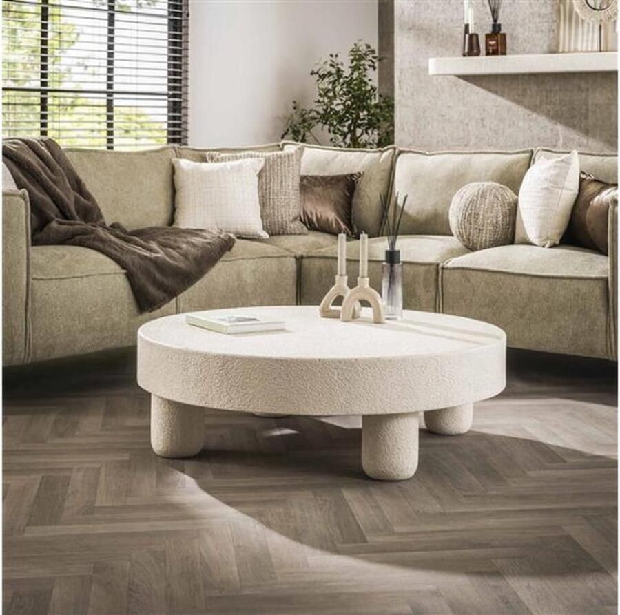 Meubelplaats Salontafel Ø110 bulky stone Marmer composiet