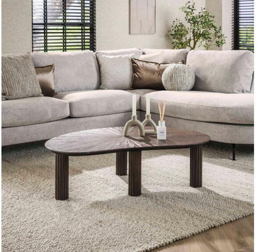 Meubelplaats Salontafel 110cm niervormig Maya teak rust brown