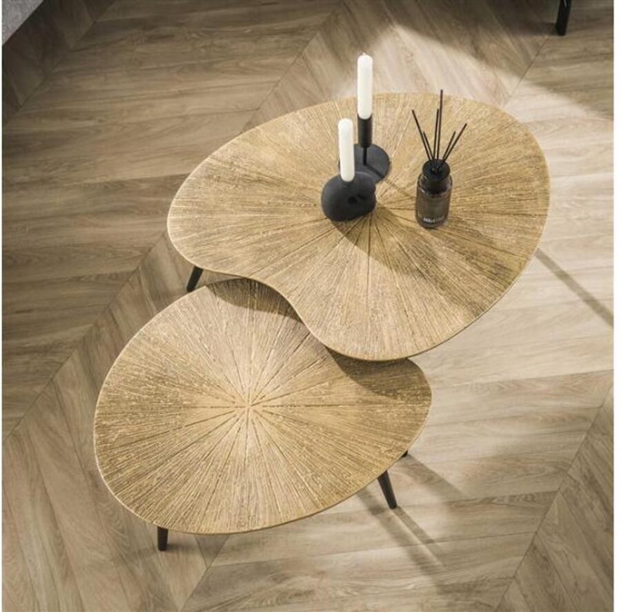 Meubelplaats Salontafel Aurelia set van 2 niervormig metaal goud