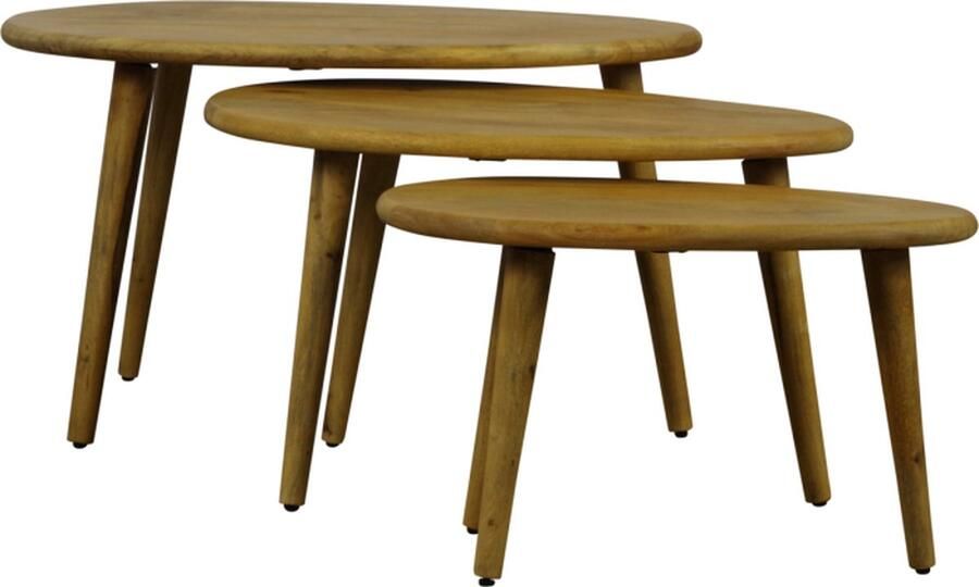 Meubelplaats Salontafel Eden set van 3 mangohout Naturel