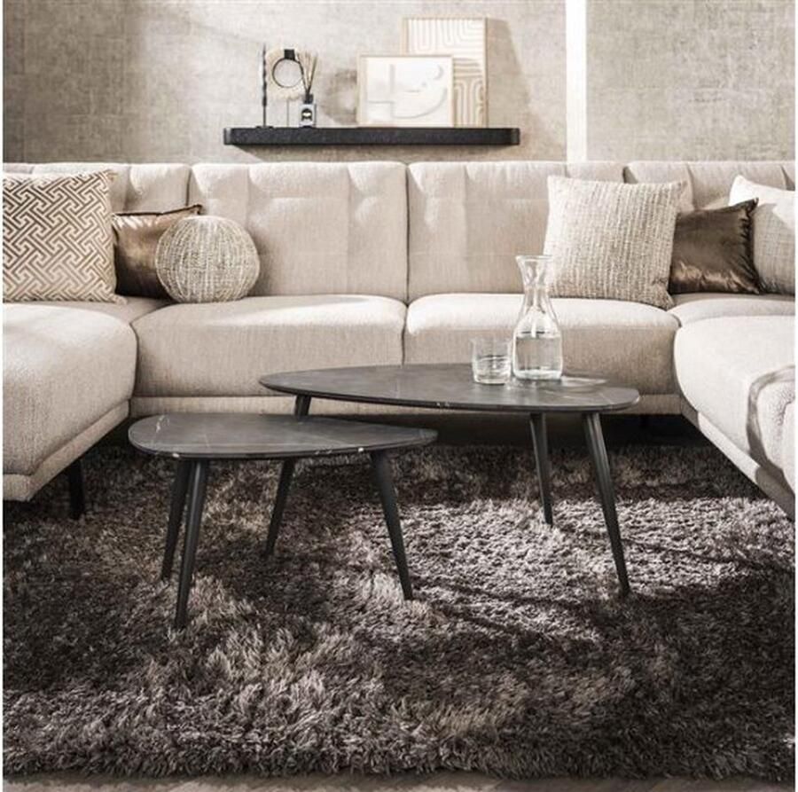 Meubelplaats Salontafel Marquina set van 2 niervormig marmerlook