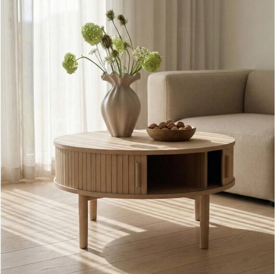 Meubelplaats Salontafel Meta rond eikenhout Ø85 CM Naturel - Foto 2