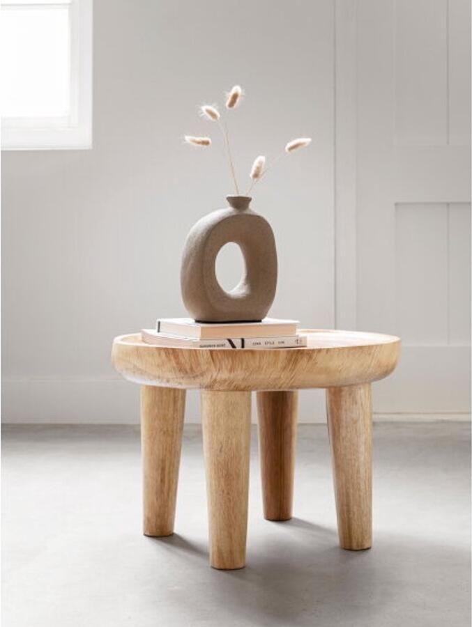 Must Living Salontafel Plato Rond Suar hout 50x50x38 cm - Foto 2