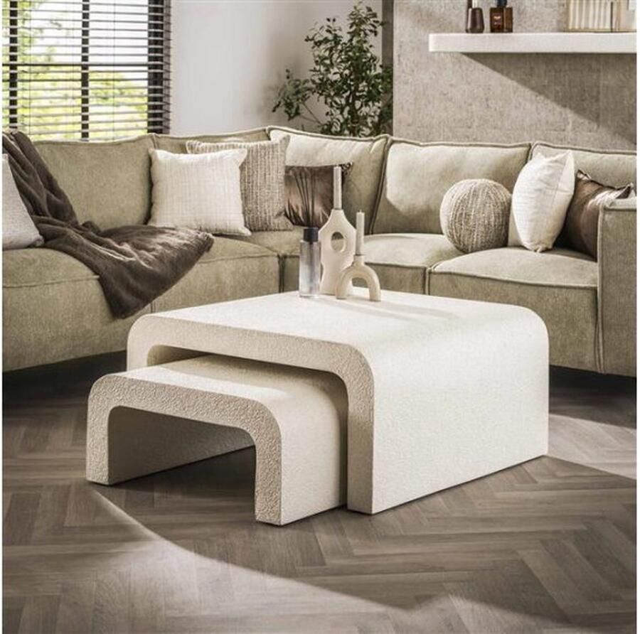 Meubelplaats Salontafel set 2 bend stone Marmer composiet