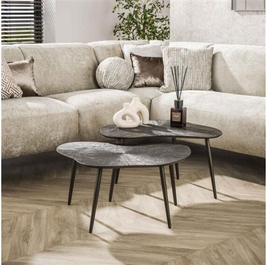 Meubelplaats Salontafel set 2 Brown Ray Metal organisch Donkerbruin brons