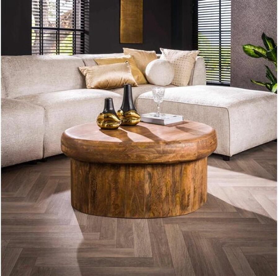 Meubelplaats Salontafel Sleek mangohout 90 cm zandkleur