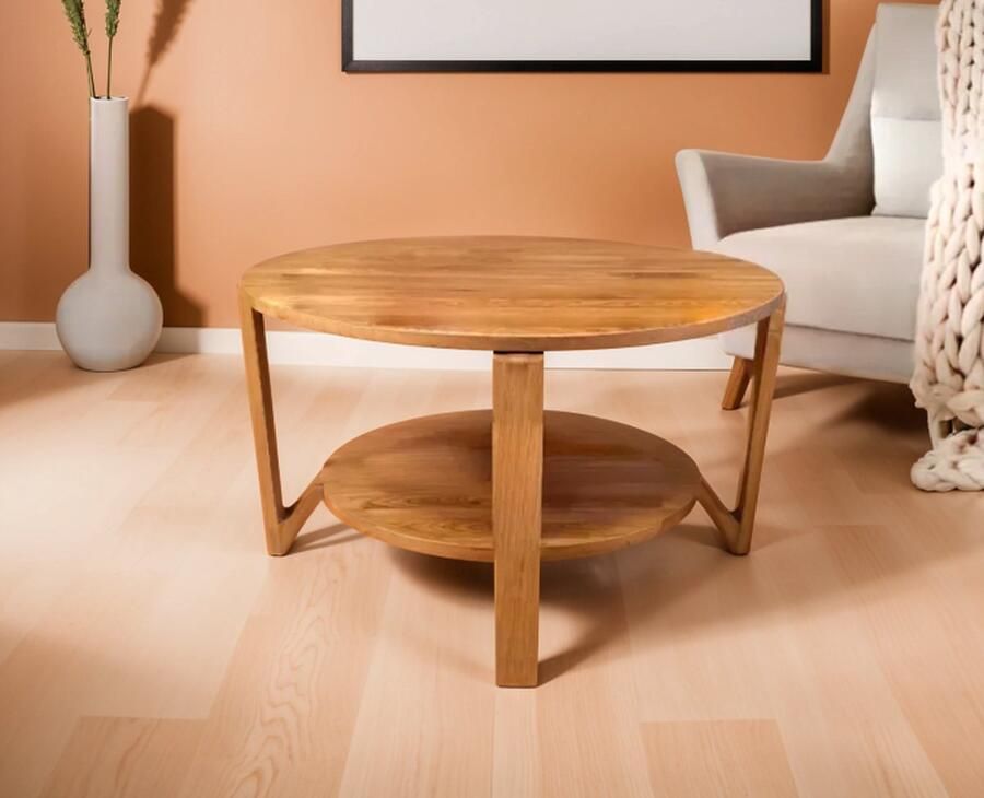 Meubelplaats Salontafel Torez rond eiken 80 cm Naturel
