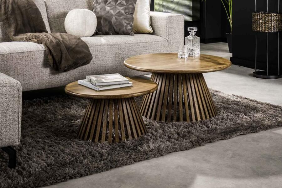Meubelplaats Salontafel Tweak conisch set van 2 mangohout