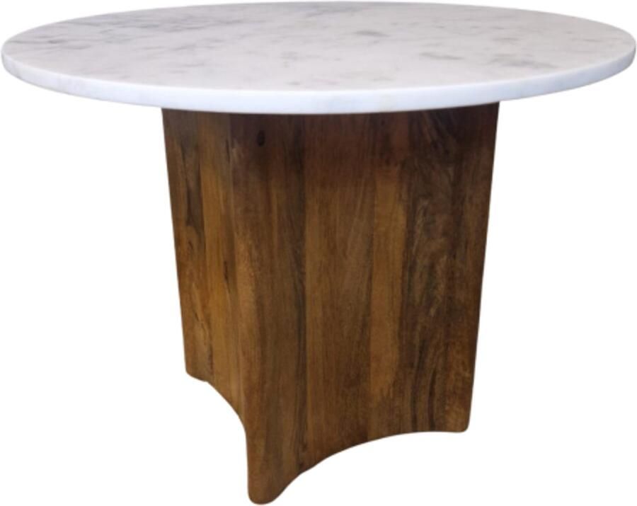 Meubelplaats Salontafel Yara rond 60 cm marmer mangohout Wit