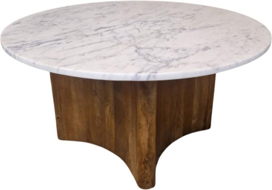 Meubelplaats Salontafel Yara rond 80 cm marmer mangohout Wit