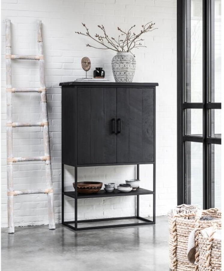 DTP Home Cabinet Beam small 2 doors open rack BLACK 140x90x40 cm recycled teakwood - Foto 3