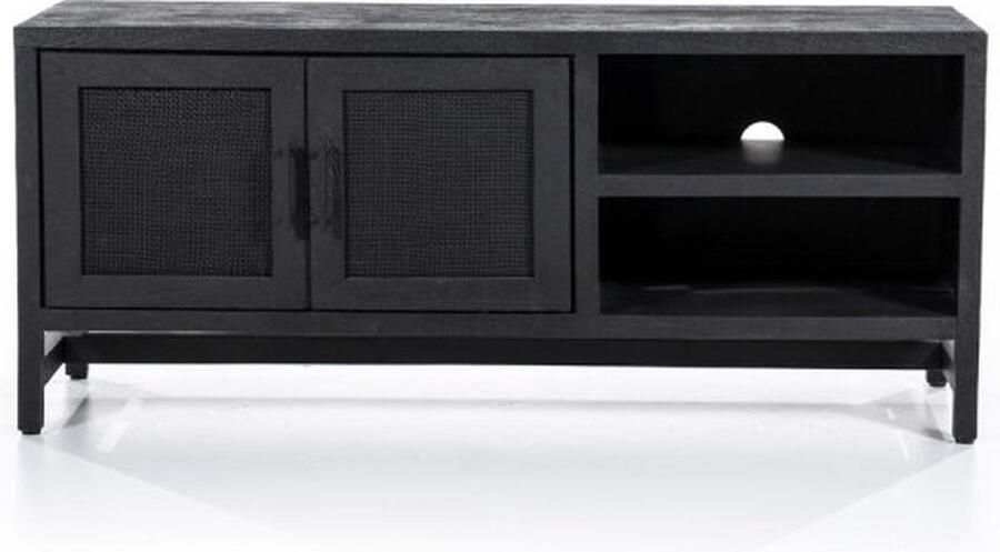 Eleonora TV-meubel Vic Zwart mangohout en webbing 130cm - Foto 1