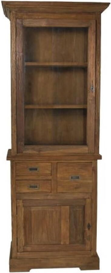 Meubelplaats Vitrinekast met glas smal teakhout 72x46x193 Naturel