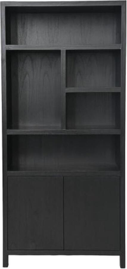 HSM Collection Wandkast met vakken 100x42x215 Zwart Teak veneer