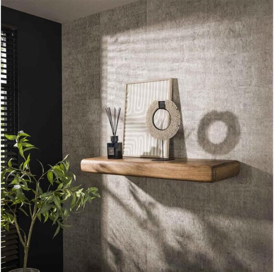 Meubelplaats Wandplank Sleek 118 cm Massief mangohout- zandkleur