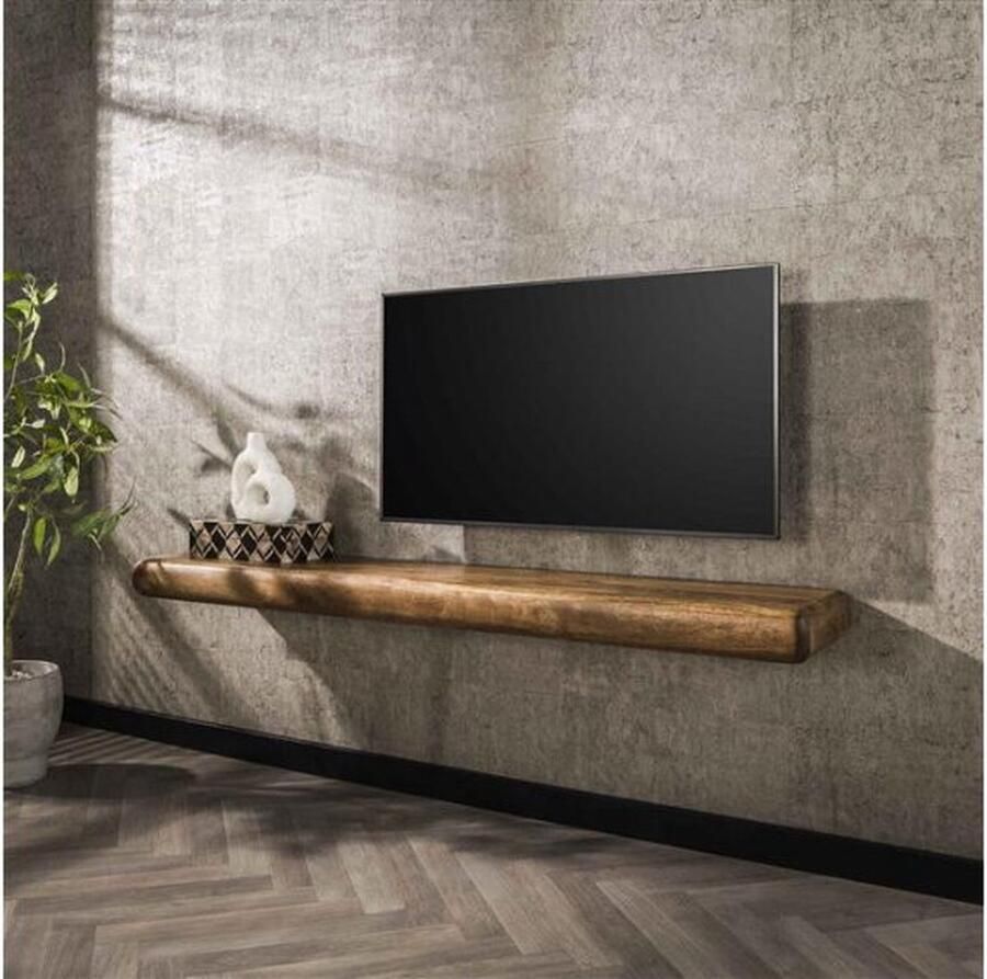 Meubelplaats Wandplank Sleek 170 cm Massief mangohout- zandkleur