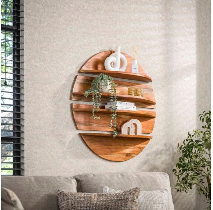 Meubelplaats Wandschap set 4 rond Massief margosa naturel