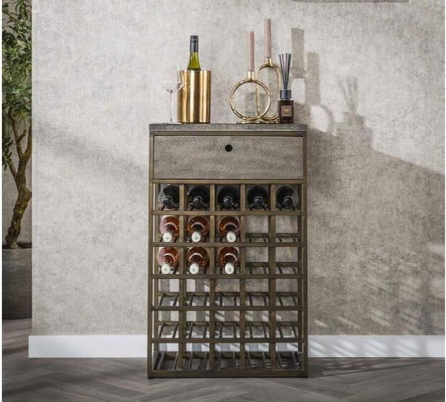 Meubelplaats Wijnkast Ferro 1 lade Brons antiek