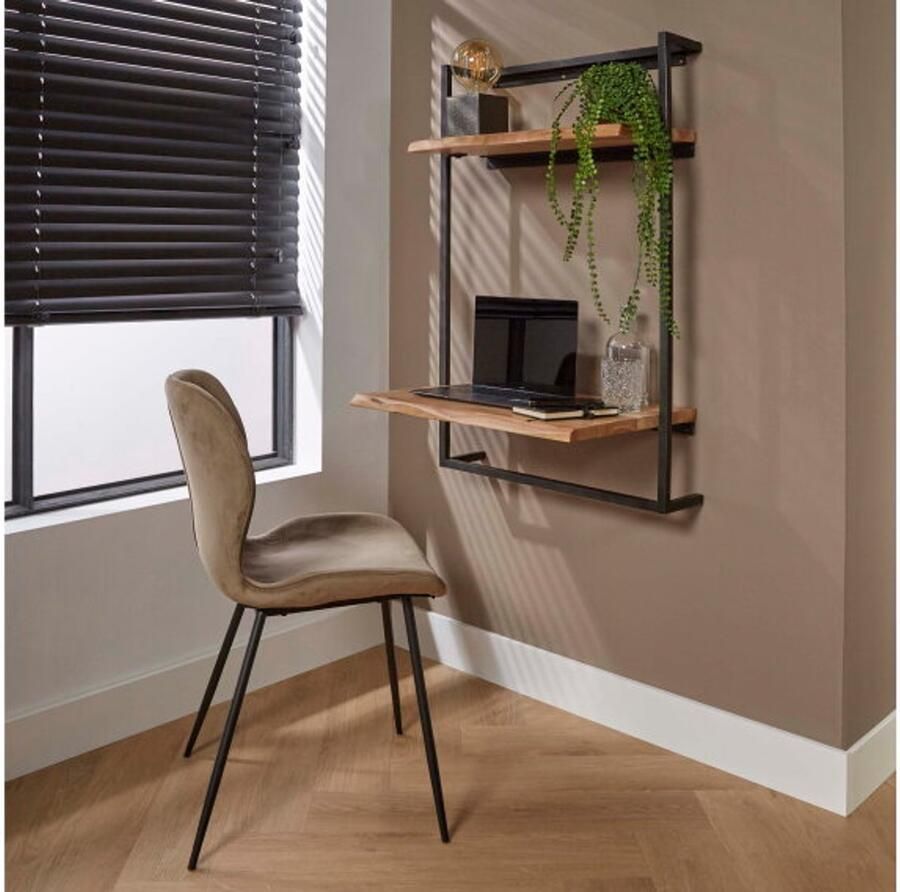 Meubelplaats Zwevend Bureau air solid acaciahout naturel 65x45x100 cm Wandbureau - Foto 2