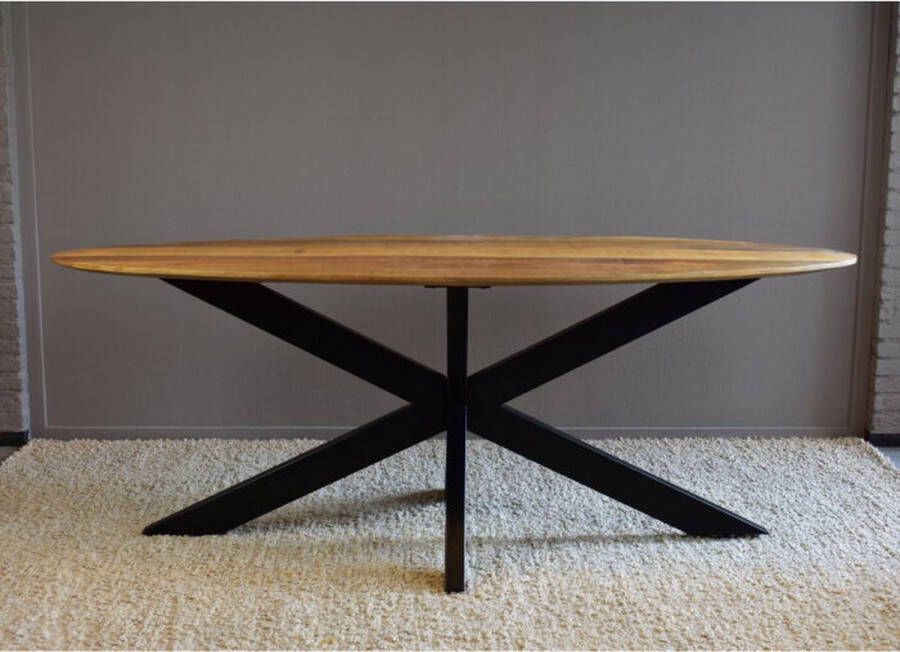 Meubelplaats Ovale mango eettafel met verjongde rand 210 cm naturel