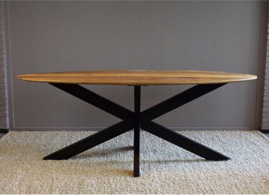 Meubelplaats Ovale mango eettafel met verjongde rand 240x110 cm naturel