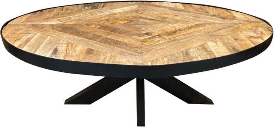 Meubelplaats Ovale salontafel 'Square Art' mangohout 120x80 cm Naturel - Foto 1