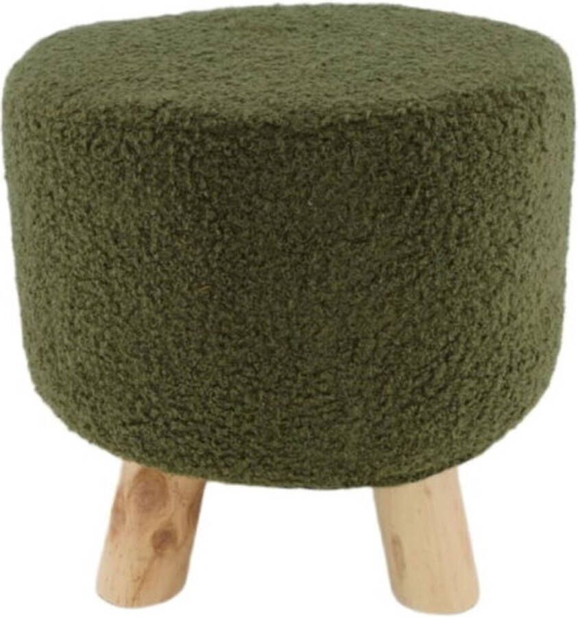Meubelplaats Poef Bouclé met houten poten Groen