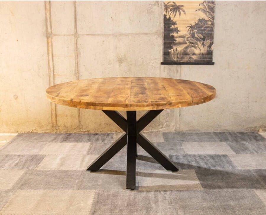 Meubelplaats Ronde mango eettafel naturel 'Spider' 140 cm