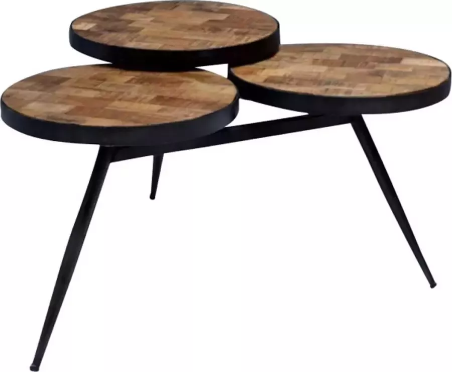 Meubelplaats Ronde salontafel Triple-disk mangohout