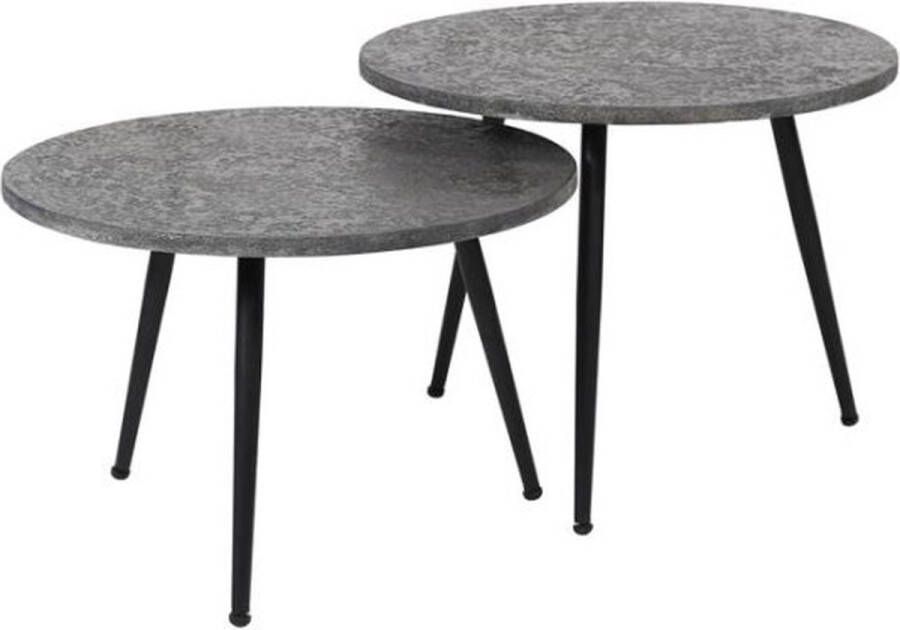 Meubelplaats Salontafel Moncton Set van 2 rond metallic Grijs