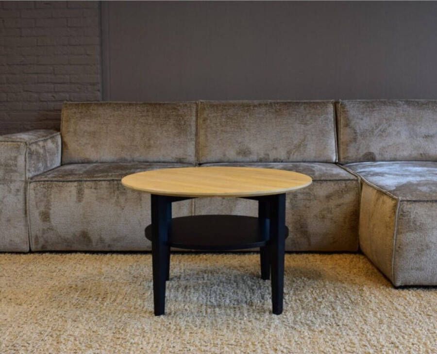 Meubelplaats Salontafel Eleganza rond eiken 80 cm zwart