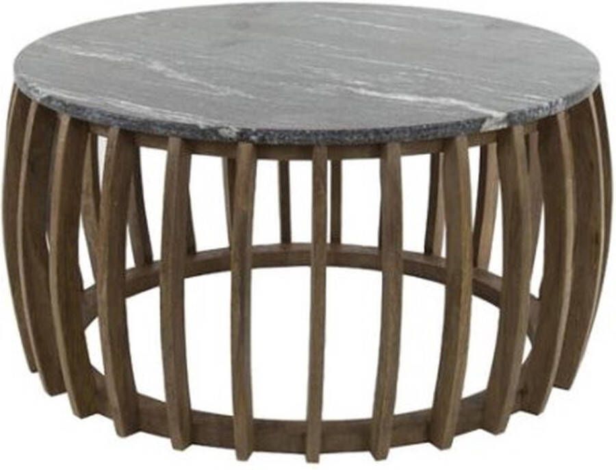 Meubelplaats Salontafel Luna rond 80 cm mangohout zwart marmer modern elegant design stijvolle woonkamer tafel