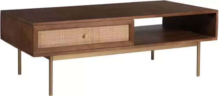 Meubelplaats Salontafel Rotan Mangohout Walnoot afwerking