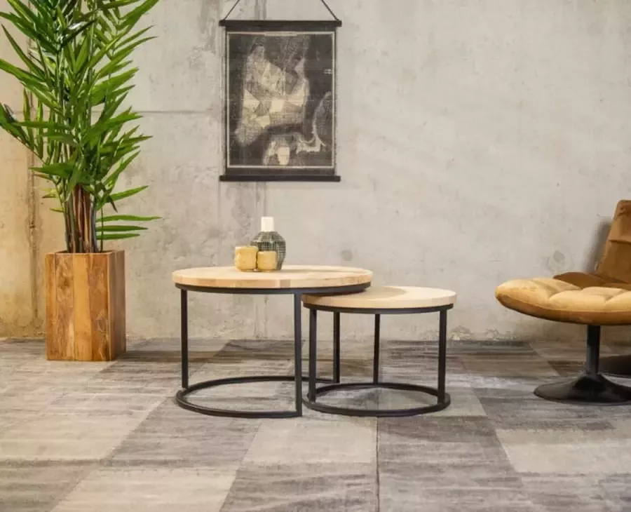 Meubelplaats Salontafel set Olaf Onbehandeld eiken 3 cm