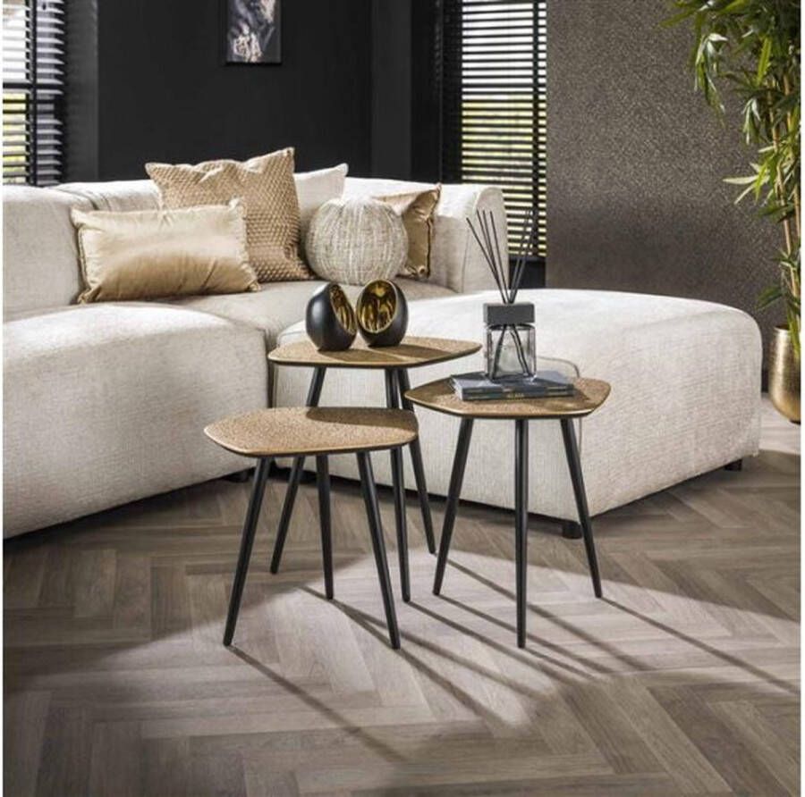 Meubelplaats Salontafel set 3 point metallic Brons antiek Brons antiek