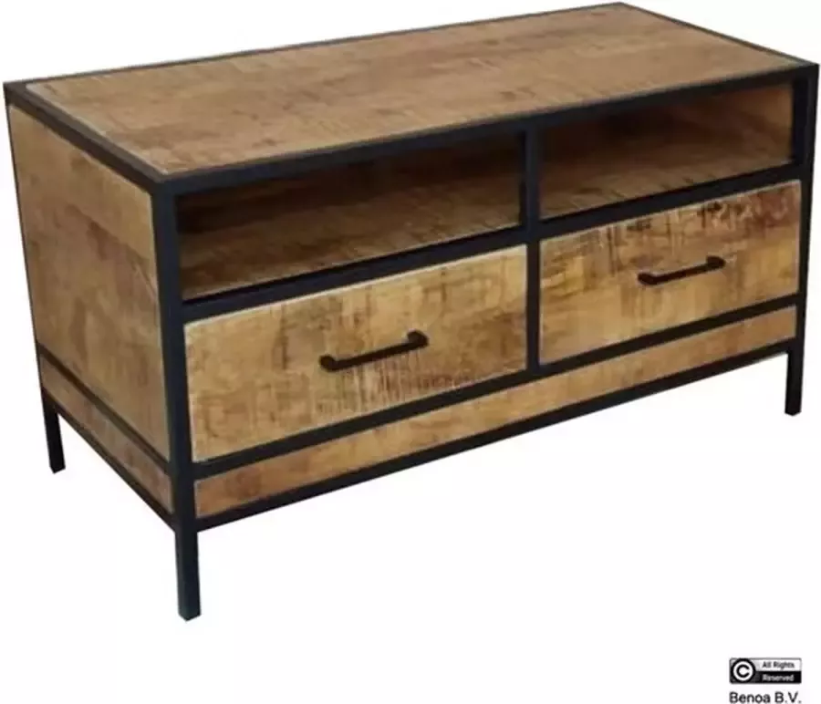 Kapstokfabriek GB TV Kast Mangohout Matzwart Staal 100x45x55