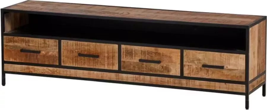 Kapstokfabriek GB TV Kast Mangohout Matzwart Staal 180x45x55