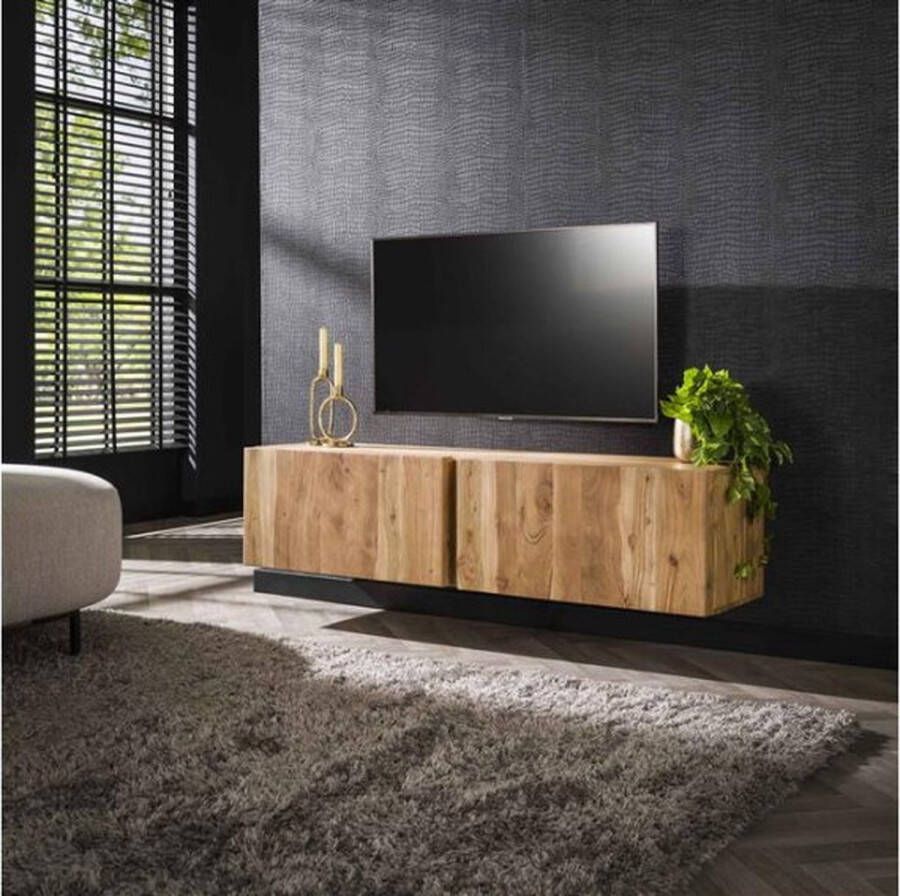 Meubelplaats TV-meubel zwevend 2 deuren block Massief acacia naturel
