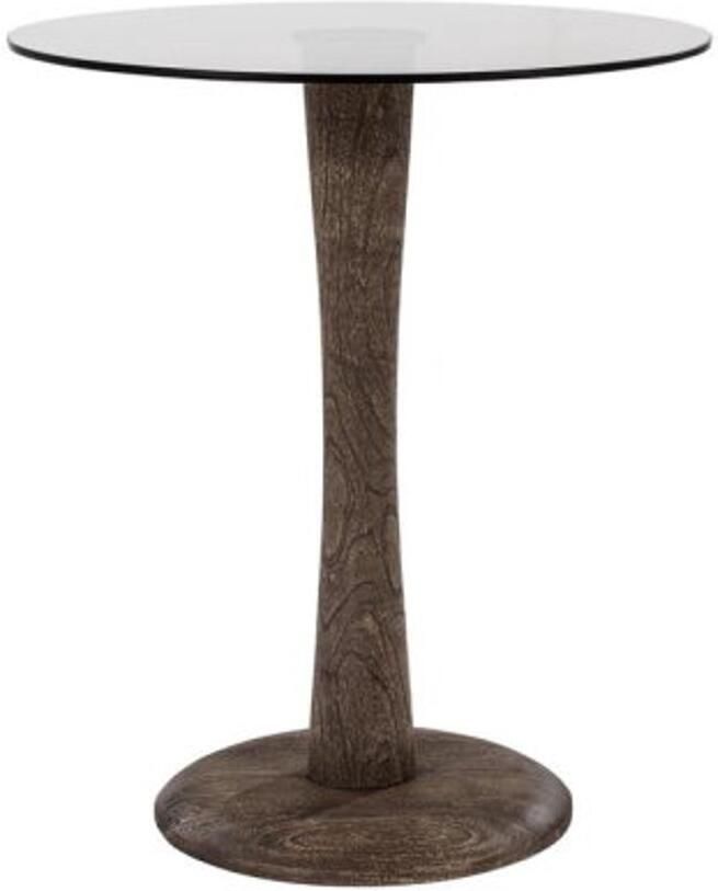 By-Boo Bijzettafel Boogie Mangohout en glas 60cm Bruin - Foto 1
